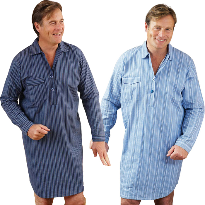 Mens Nightshirt night shirt Striped heavy 100% Flannel cotton& new poly ...